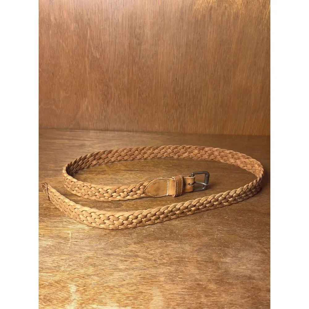 Vintage Outback Red Light Camel Braided Leather Belt sz Medium